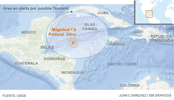  Alerta de tsunami en el Caribe por sismo de magnitud 7,6