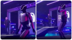 Elon Musk bailando con un robot de Tesla mientras se perfila como el primer trillonario del mundo: Video