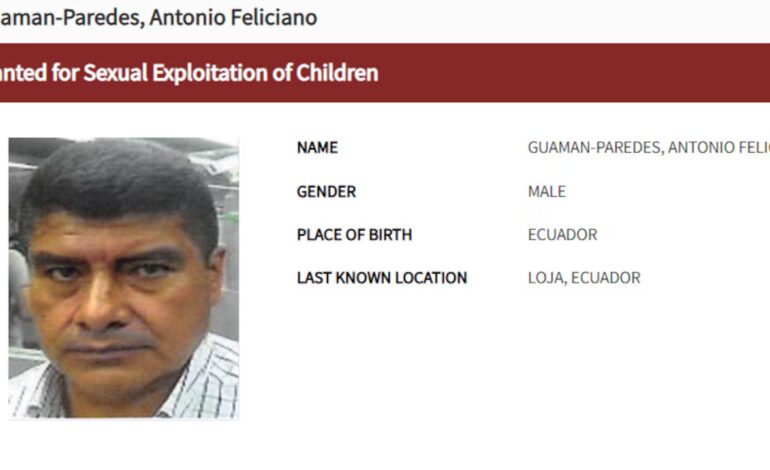 ICE incluye a ciudadano ecuatoriano en la lista de “los más buscados” Es un depredador infantil