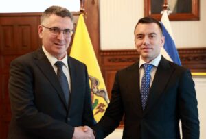 El presidente Noboa y el ministro de Relaciones Exteriores de Israel, Gideon Sa’ar, dialogaron sobre la cooperación para luchar contra el terrorismo y el desarrollo económico