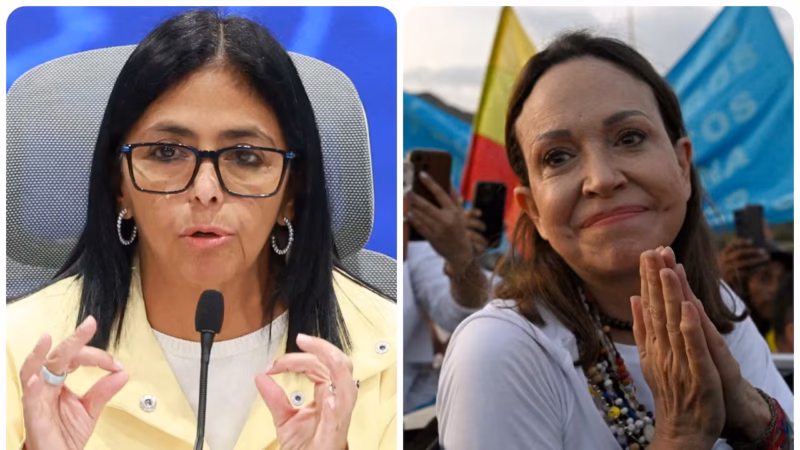 “Un show”: Delcy Rodríguez se refiere por primera vez a la llegada de María Corina Machado a Venezuela