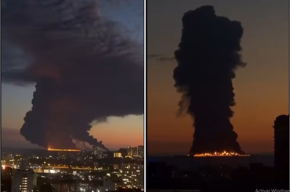 Petrolero arde frente a las costas rusas del mar Negro tras ataque de drones ucranianos